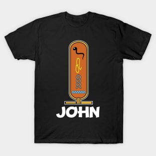 JOHN-American names in hieroglyphic letters-JOHN, name in a Pharaonic Khartouch-Hieroglyphic pharaonic names T-Shirt